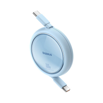 Baseus Free2Draw Mini USB-C - USB-C 100W 1m navíjecí kabel - modrý