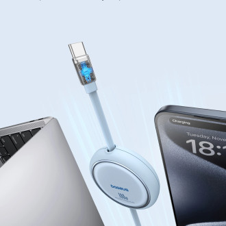 Baseus Free2Draw Mini USB-C - USB-C 100W 1m navíjecí kabel - modrý