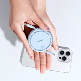Baseus Free2Draw Mini USB-C - USB-C 100W 1m navíjecí kabel - modrý