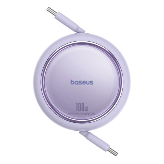 Baseus Free2Draw Mini USB-C - USB-C navíjecí kabel 100W 1m - fialový