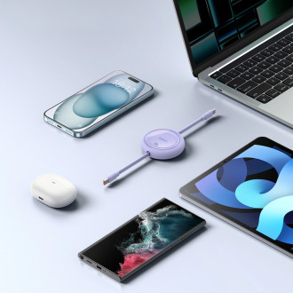 Baseus Free2Draw Mini USB-C - USB-C navíjecí kabel 100W 1m - fialový