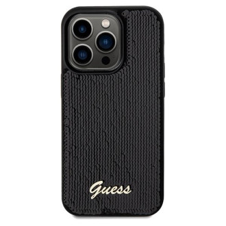 Guess Sequin Script Kovové pouzdro pro iPhone 14 Pro Max - černé