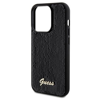 Guess Sequin Script Kovové pouzdro pro iPhone 14 Pro Max - černé