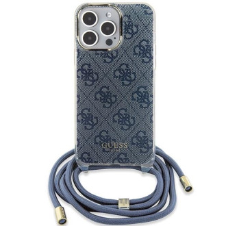 Pouzdro Guess Crossbody Cord 4G Print pro iPhone 15 Pro - modré