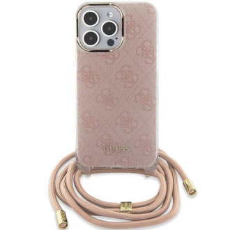 Pouzdro Guess Crossbody Cord 4G Print pro iPhone 15 Pro - růžové