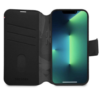 Dekódovaná odnímatelná peněženka – ochranné kožené pouzdro kompatibilní s MagSafe pro iPhone 14 Pro Max (černé)