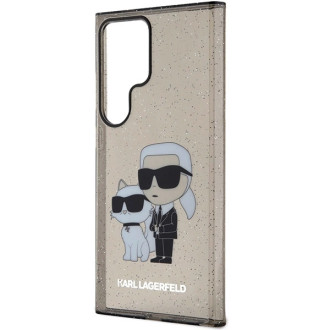 Karl Lagerfeld KLHCS24LHNKCTGK S24 Ultra S928 černo/černé pevné pouzdro Glitter Karl&amp;Choupette