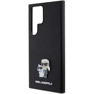 Karl Lagerfeld KLHCS24LPSAKCMPK S24 Ultra S928 pevné pouzdro černo/černé Saffiano Karl &amp; Choupette Metal Pin