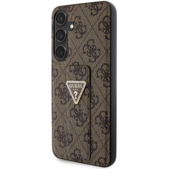 Guess GUHCS24SPGS4TDW S24 S921 hnědé/hnědé pevné pouzdro Grip Stand 4G Triangle Strass