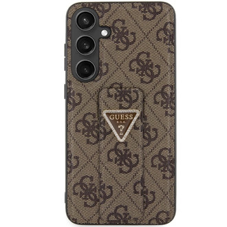 Guess GUHCS24SPGS4TDW S24 S921 hnědé/hnědé pevné pouzdro Grip Stand 4G Triangle Strass