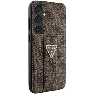 Guess GUHCS24SPGS4TDW S24 S921 hnědé/hnědé pevné pouzdro Grip Stand 4G Triangle Strass