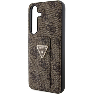 Guess GUHCS24SPGS4TDW S24 S921 hnědé/hnědé pevné pouzdro Grip Stand 4G Triangle Strass