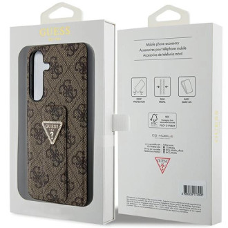 Guess GUHCS24SPGS4TDW S24 S921 hnědé/hnědé pevné pouzdro Grip Stand 4G Triangle Strass