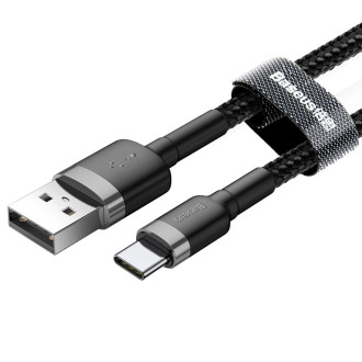 [RETURNED ITEM] Baseus Cafule Cable Durable Nylon Braided Wire USB / USB-C QC3.0 3A 1M black-grey (CATKLF-BG1)