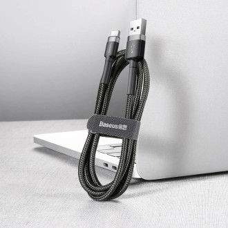 [RETURNED ITEM] Baseus Cafule Cable Durable Nylon Braided Wire USB / USB-C QC3.0 3A 1M black-grey (CATKLF-BG1)