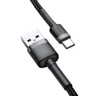 [RETURNED ITEM] Baseus Cafule Cable Durable Nylon Braided Wire USB / USB-C QC3.0 3A 1M black-grey (CATKLF-BG1)