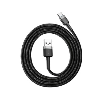 [RETURNED ITEM] Baseus Cafule Cable Durable Nylon Braided Wire USB / USB-C QC3.0 3A 1M black-grey (CATKLF-BG1)