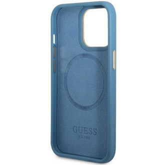 Pouzdro Guess 4G Logo Plate MagSafe pro iPhone 14 Pro Max - modré