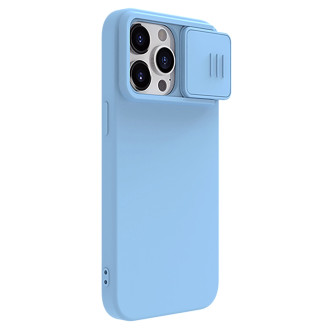 Silikonové pouzdro Nillkin CamShield Silky pro iPhone 15 Pro s ochranou fotoaparátu – modré