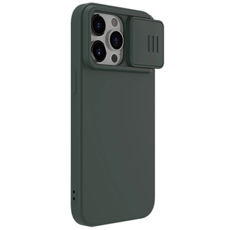Nillkin CamShield Silky silikonové pouzdro pro iPhone 15 Pro Max s ochranou fotoaparátu – zelené