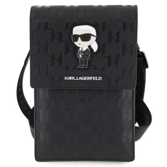 Karl Lagerfeld Pouzdro KLWBSAKHPKK Kabelka - černá Saffiano Monogram Ikonik