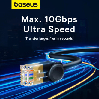 Baseus rychlý RJ45 kat. síťový kabel. 7 10Gbps 5m tenký černý