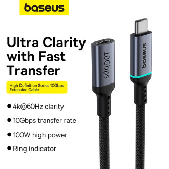 Baseus 10Gbps prodlužovací kabel 0,5m černý