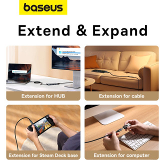 Baseus 10Gbps prodlužovací kabel 0,5m černý