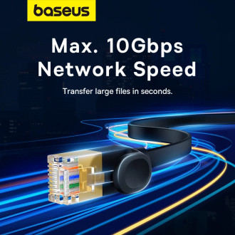 Baseus rychlý RJ45 kat. síťový kabel. 7 10Gbps 2m plochá černá