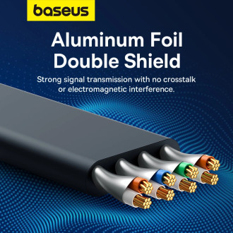 Baseus rychlý RJ45 kat. síťový kabel. 7 10 Gbps 0,5 m plochá černá