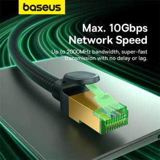 Baseus rychlý síťový kabel RJ-45 cat.8 40Gbps 5m opletený - černý
