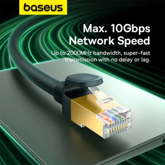 Baseus rychlý síťový kabel RJ-45 cat.8 40Gbps 2m kulatý - černý