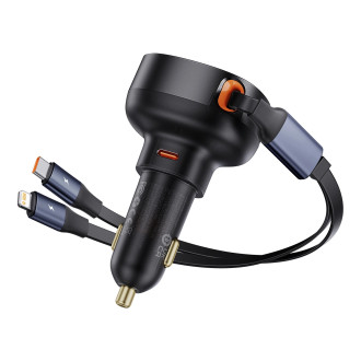 Baseus Enjoyment USB-C nabíječka do auta s USB-C / Lightning 60W kabelem - černá