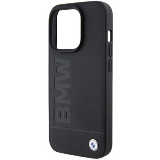 Kožené pouzdro BMW Hot Stamp pro iPhone 15 Pro - černé