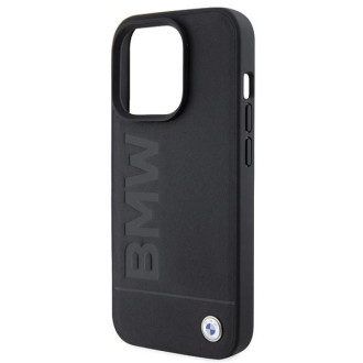 Kožené pouzdro BMW Hot Stamp pro iPhone 15 Pro Max - černé