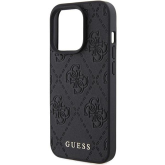 Guess Leather 4G Stamped pouzdro pro iPhone 15 Pro - černé