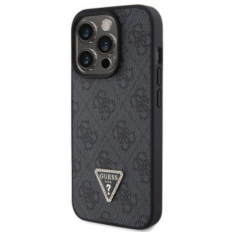 Guess Leather 4G Diamond Triangle pouzdro pro iPhone 15 Pro - černé