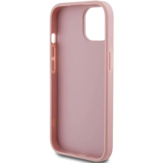 Guess Glitter Script Big 4G pouzdro pro iPhone 15 - růžové