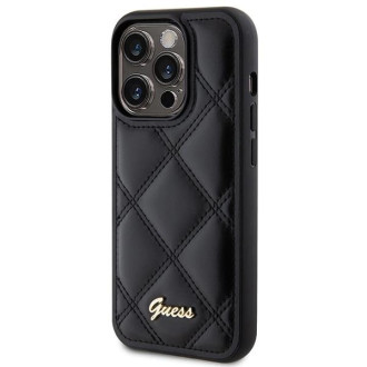 Pouzdro Guess Quilted Metal Logo pro iPhone 15 Pro Max - černé