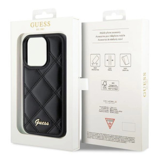 Pouzdro Guess Quilted Metal Logo pro iPhone 15 Pro Max - černé