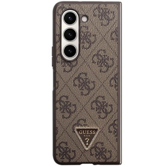 Guess Leather 4G Triangle Strass pouzdro pro Samsung Galaxy Z Fold 5 - hnědé