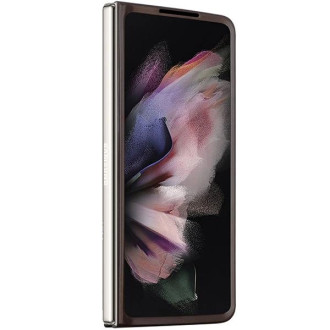 Guess Leather 4G Triangle Strass pouzdro pro Samsung Galaxy Z Fold 5 - hnědé