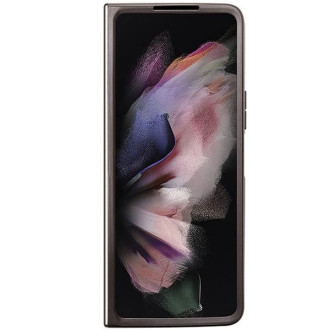 Guess Leather 4G Triangle Strass pouzdro pro Samsung Galaxy Z Fold 5 - hnědé