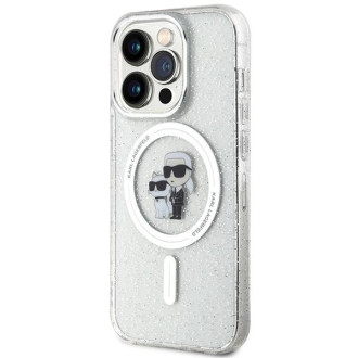 Karl Lagerfeld Karl&amp;Choupette Glitter MagSafe pouzdro pro iPhone 15 Pro - průhledné