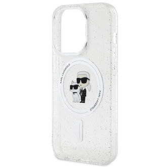 Karl Lagerfeld Karl&amp;Choupette Glitter MagSafe pouzdro pro iPhone 15 Pro - průhledné
