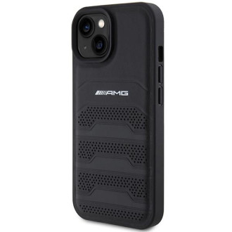 Kožené pouzdro AMG Debossed Lines pro iPhone 15 - černé