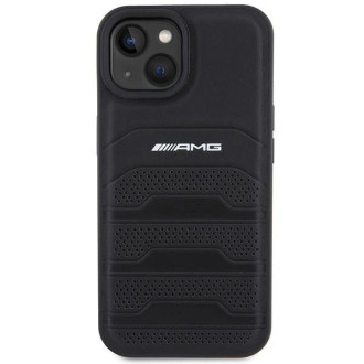 Kožené pouzdro AMG Debossed Lines pro iPhone 15 - černé