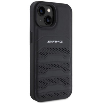Kožené pouzdro AMG Debossed Lines pro iPhone 15 - černé