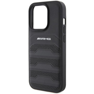 Kožené pouzdro AMG Debossed Lines pro iPhone 15 Pro Max - černé