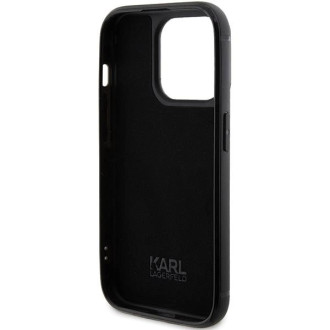 Pouzdro Karl Lagerfeld Rhinestone Logo Metal Plate pro iPhone 15 Pro - černé